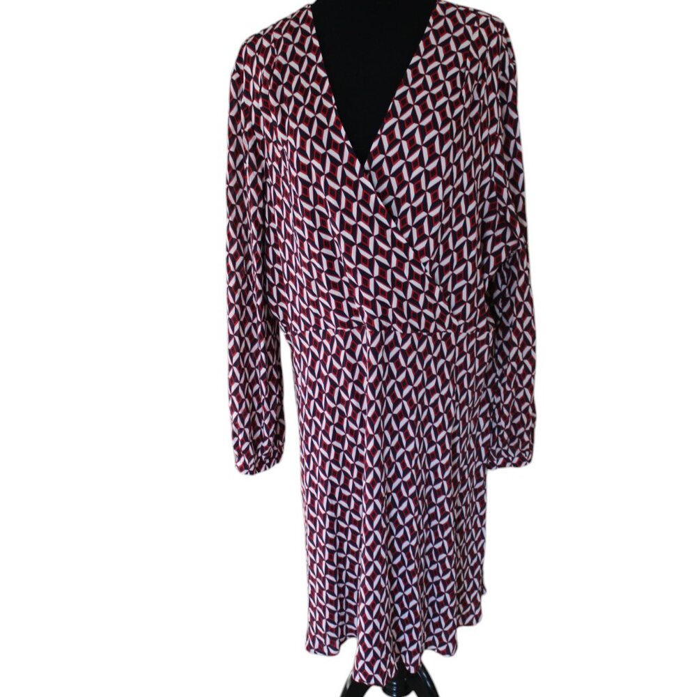 Banana Republic Dress Size 20 Red White Blue Geometric New w/out Belt